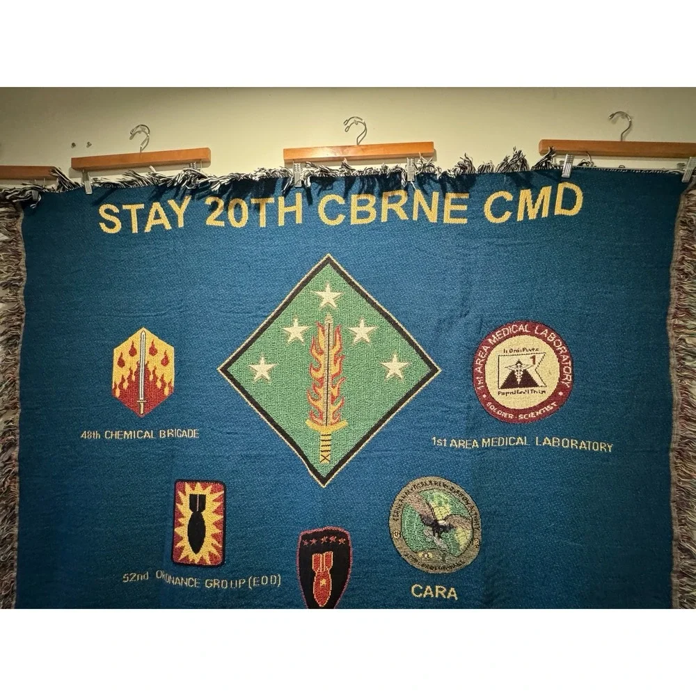 Vintage Military‎ 20th CNRNE CMD Units Woven Tapestry Blanket 50x60 Inches